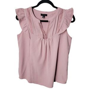 Tamara H. Womens Sz S Pink Solid Sleeveless Ruffle Blouse
